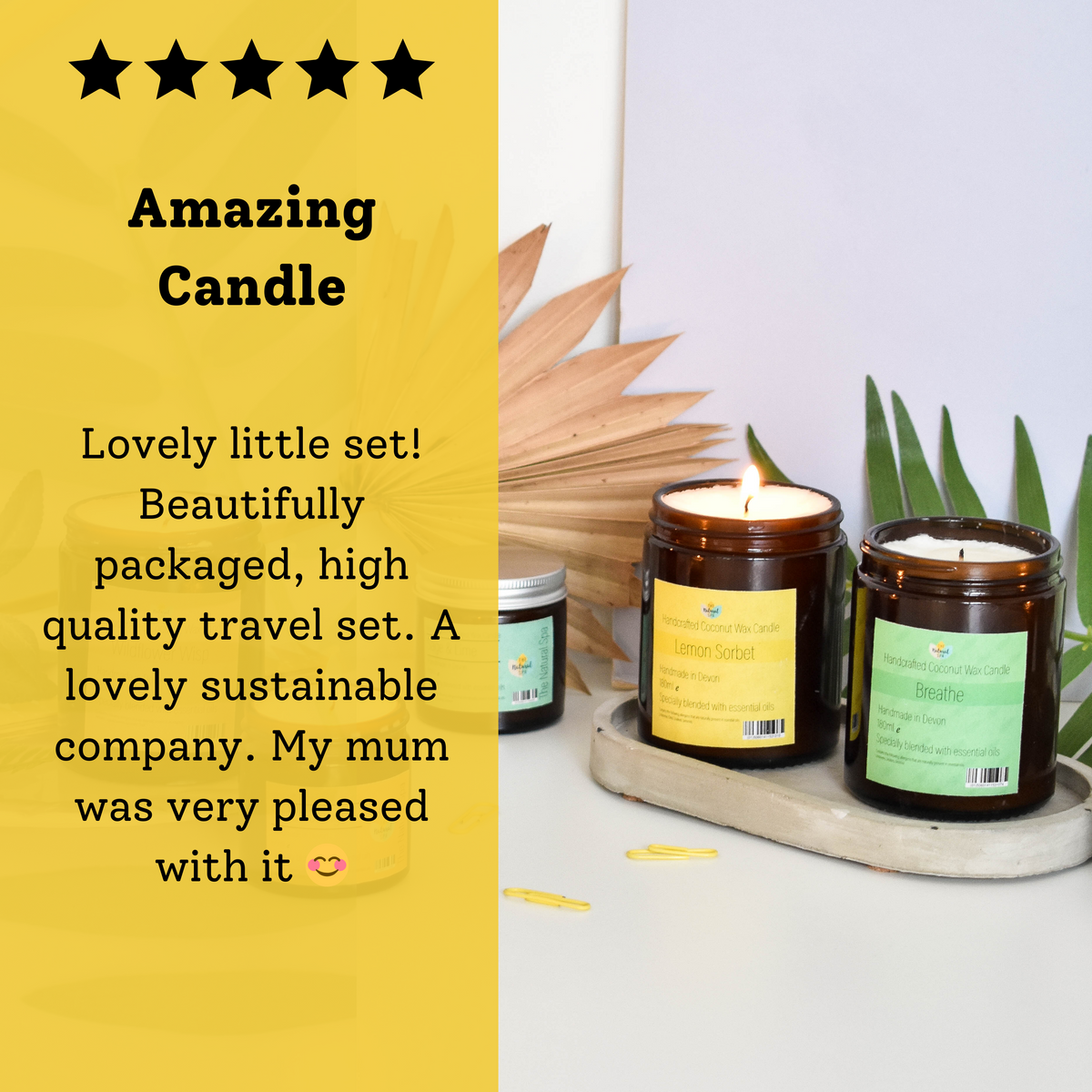 Lemon Sorbet Hand-Poured Coconut Wax Candle | Citrus &amp; Natural Aromatherapy | Vegan, Eco-Friendly Candle | 2 Size Options