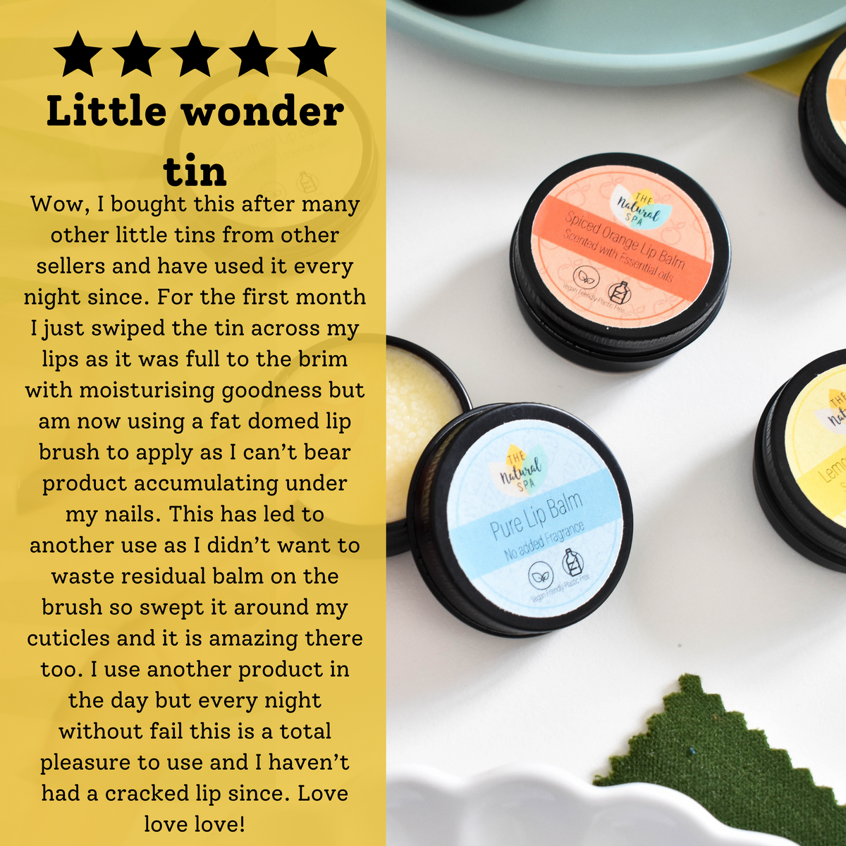 Lemon Sorbet Natural Lip Balm | Vegan, Hydrating &amp; Nourishing | Plastic-Free, Handmade Lip Care