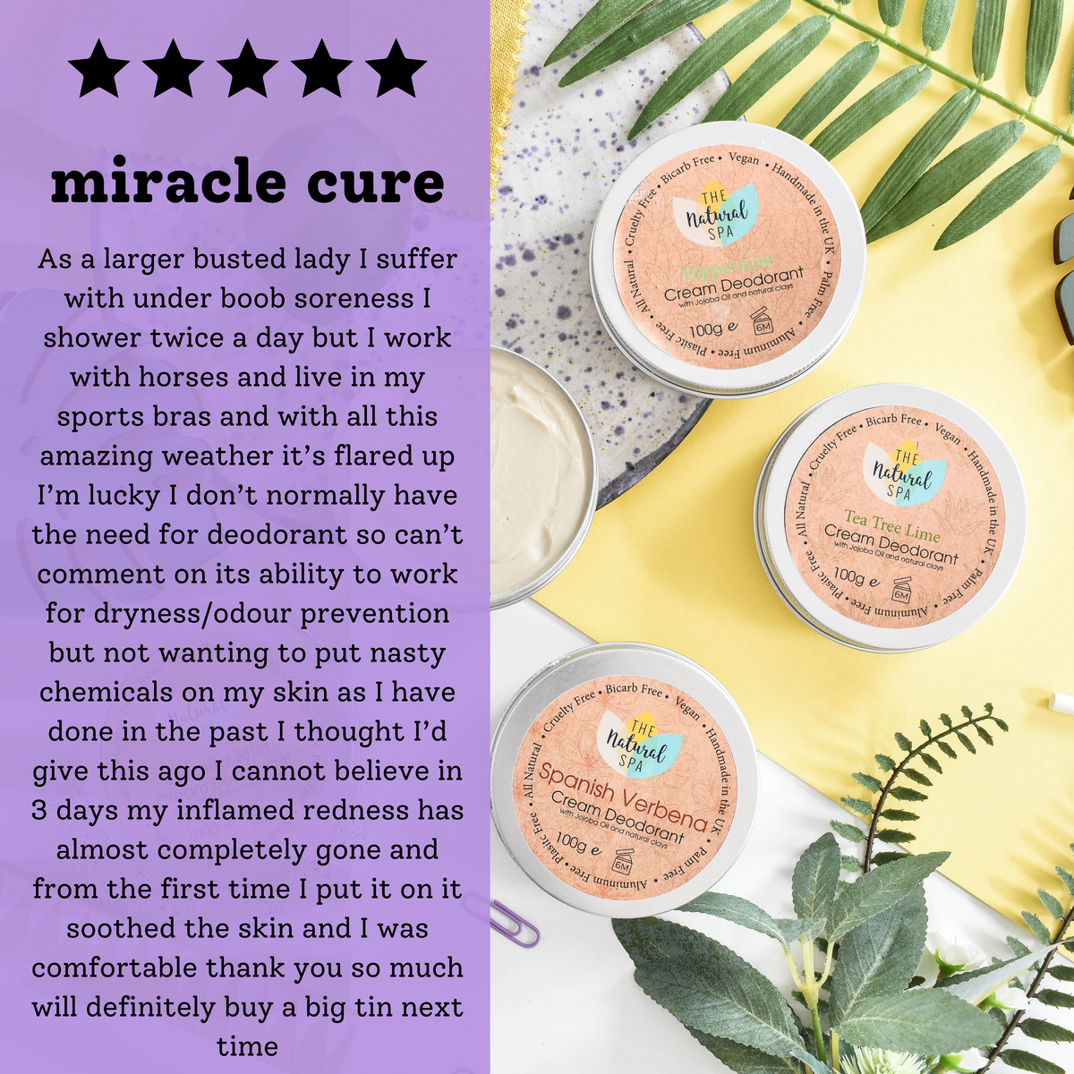 Lavender Mint Cream Deodorant Balm | Natural Bicarb &amp; Aluminium-Free | Gentle, Vegan, Plastic-Free Odour Protection