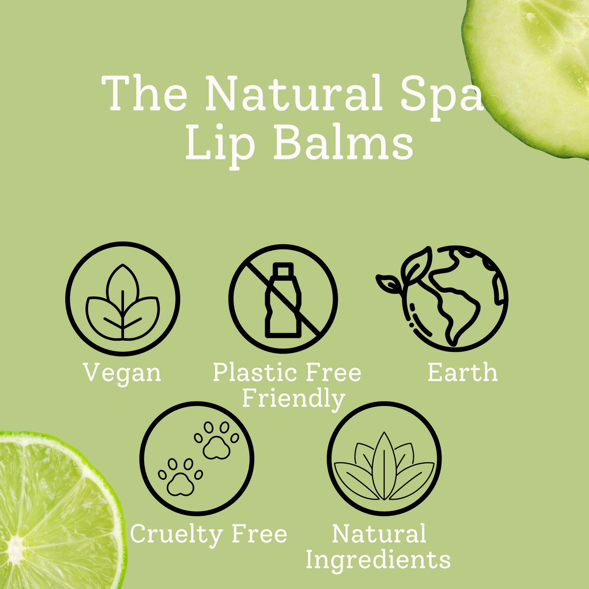 Cucumber Lime Natural Lip Balm | Vegan, Hydrating &amp; Nourishing | Plastic-Free, Handmade Lip Care