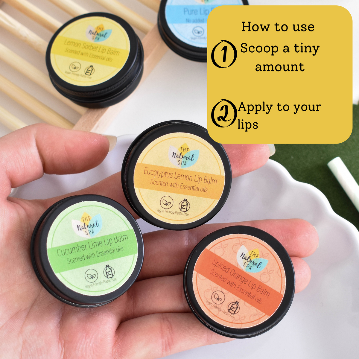 Lemon Sorbet Natural Lip Balm | Vegan, Hydrating &amp; Nourishing | Plastic-Free, Handmade Lip Care