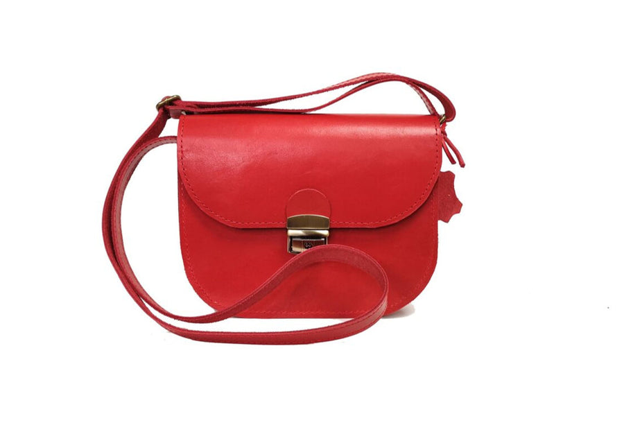 Natural Leather Saddle Bag Medium – Red
