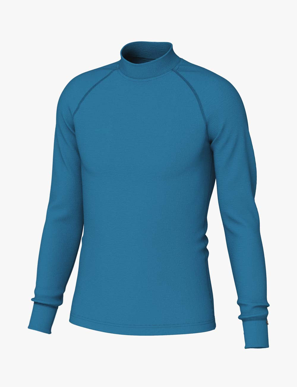Mens Merino Wool Long Sleeve Shirt with Semi Turtleneck