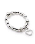 Sterling Silver Oval Bead Heart Ring