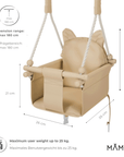 MAMOI Baby swing wood + SAFETY BELT, Swing for children garden indoor outdoor-1