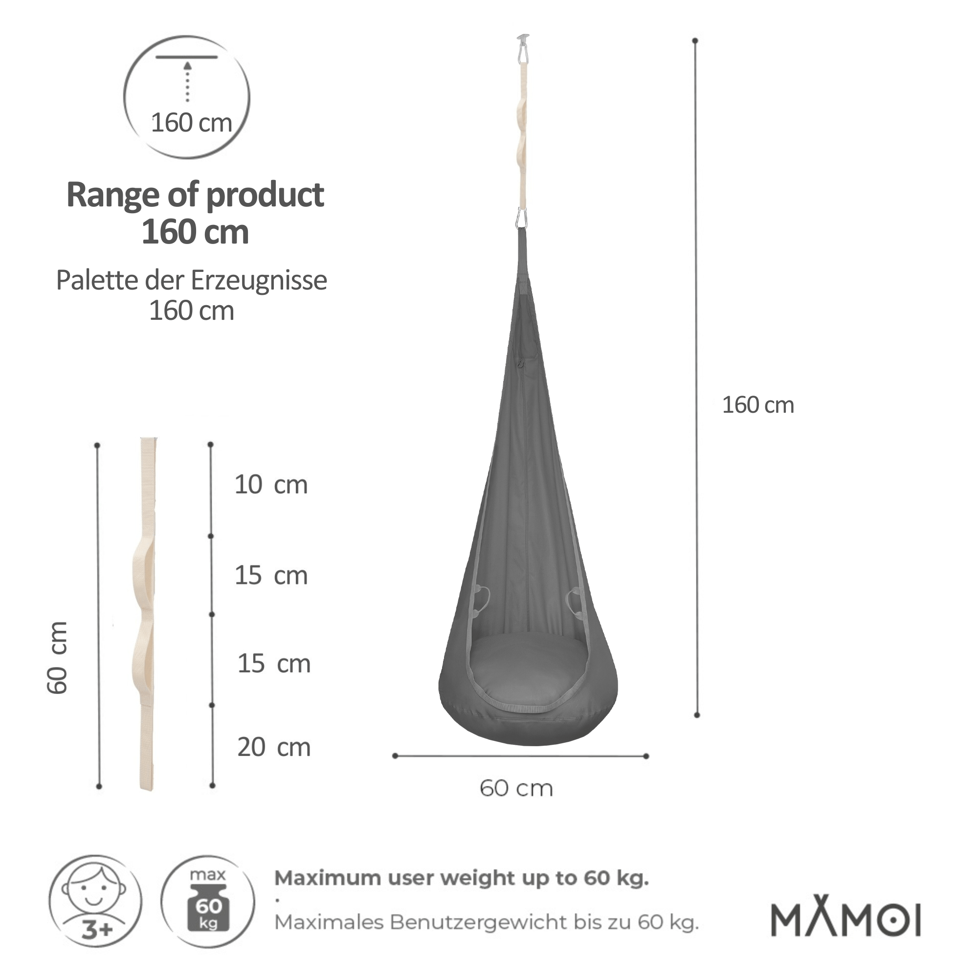 MAMOI® Cocon hamac pour enfant, Fauteuil suspendu pour bebe, Balançoire thérapeutique de coton, Balancoire sensorielle interieur, Jeu sensoriel autisme-1