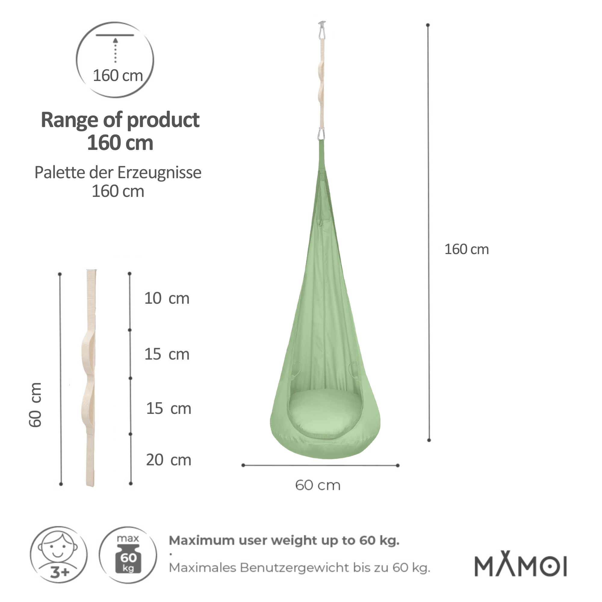 MAMOI® Cocon hamac pour enfant, Fauteuil suspendu pour bebe, Balançoire de coton, Balancoire sensorielle interieur, Jeu sensoriel autisme-1