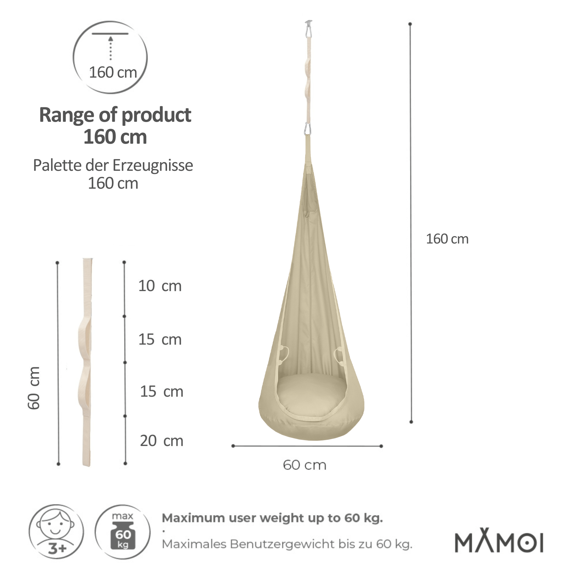 MAMOI® Cocon hamac pour enfant, Fauteuil suspendu pour bebe, Balançoire de coton, Balancoire sensorielle interieur, Jeu sensoriel autisme-1