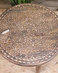 Rawlan Carved Wooden Side Table Burnt Finish