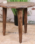 Rawlan Carved Wooden Side Table Burnt Finish