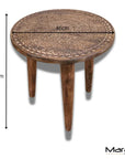 Rawlan Carved Wooden Side Table Burnt Finish