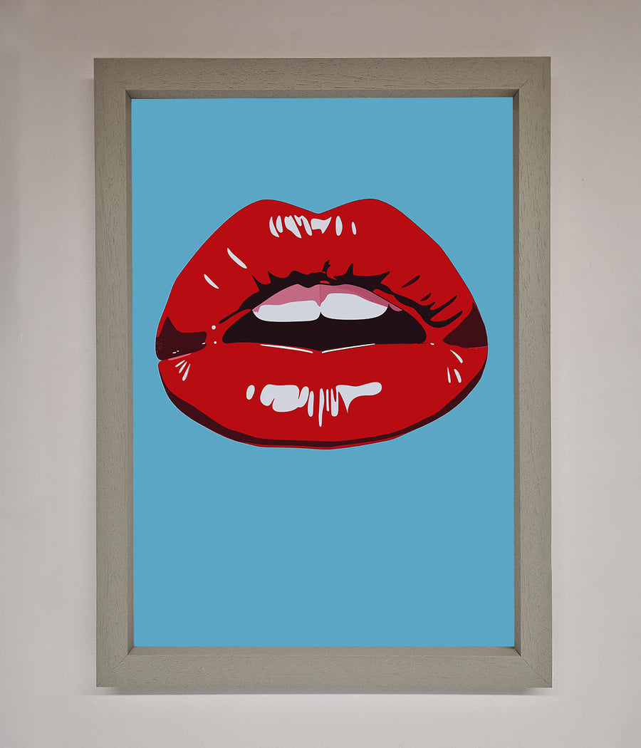 Red Lips Contemporary Framed Poster, luxury modern wall art, stylish bold statement piece, trending home decor, best-selling framed artwork by Zestio at brixbailey.com