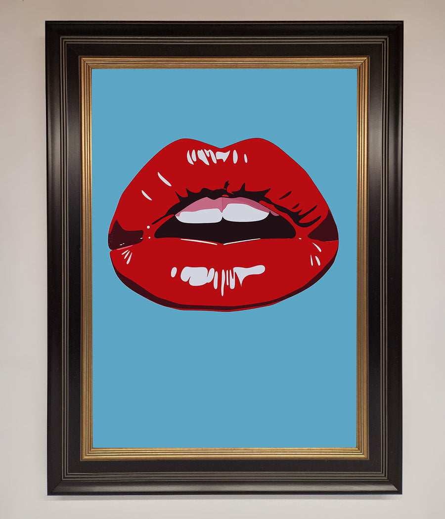 Red Lips Contemporary Framed Poster, luxury modern wall art, stylish bold statement piece, best-selling home decor by Zestio at brixbailey.com