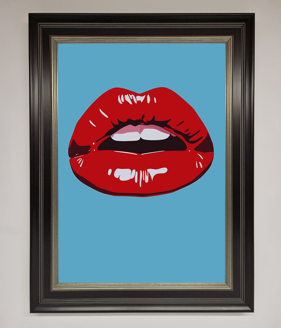 Red Lips Contemporary Framed Poster, luxury modern wall art, stylish bold statement piece, best-selling home decor by Zestio at brixbailey.com