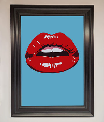 Red Lips Contemporary Framed Poster, luxury modern wall art, stylish bold statement piece, best-selling home decor by Zestio at brixbailey.com