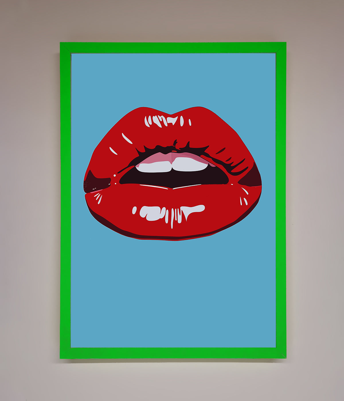 Red Lips Contemporary Framed Poster, luxury modern wall art, stylish bold statement piece, trending home decor, best-selling framed artwork by Zestio at brixbailey.com
