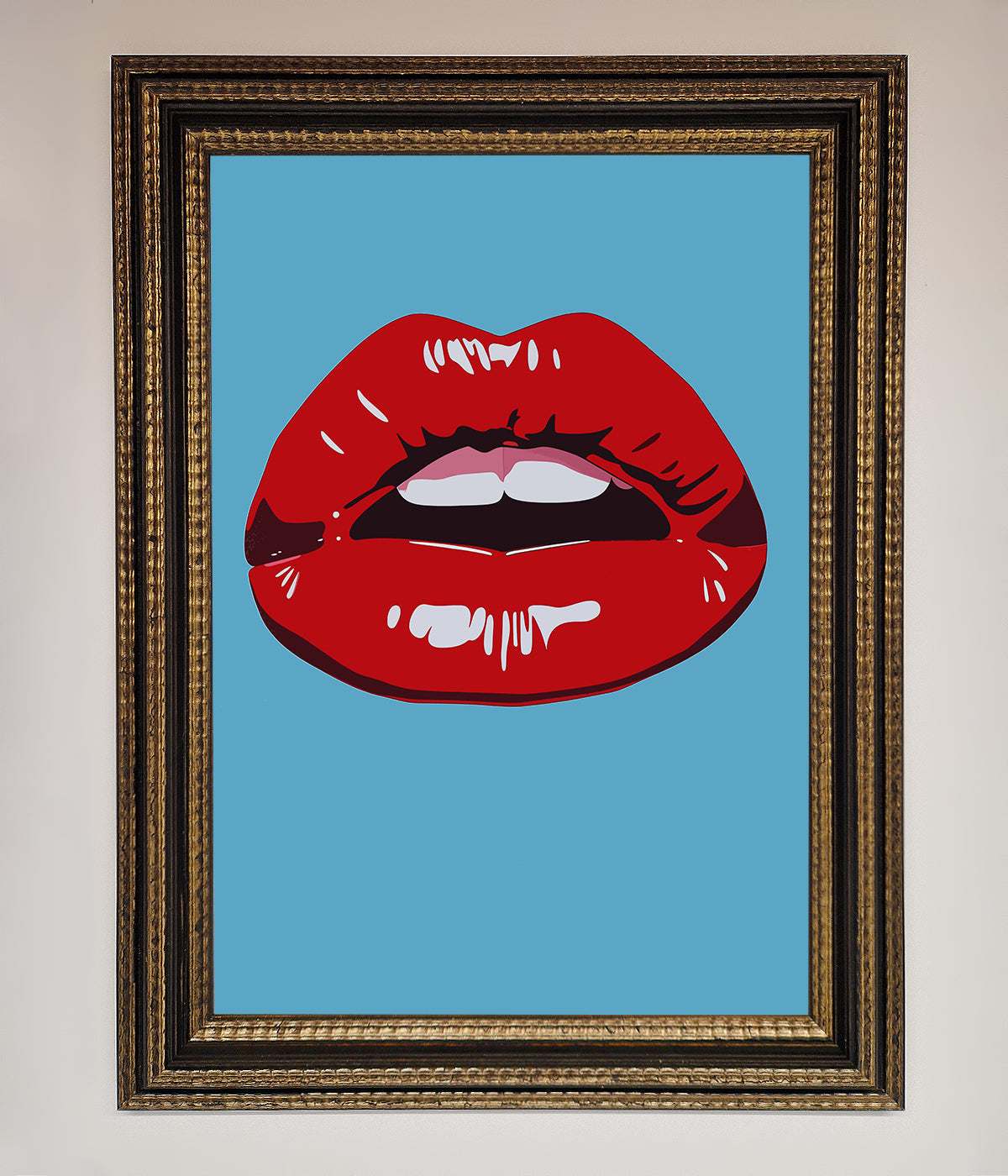 Red Lips Contemporary Framed Poster, luxury modern wall art, stylish bold statement piece, trending best-selling home decor by Zestio at brixbailey.com