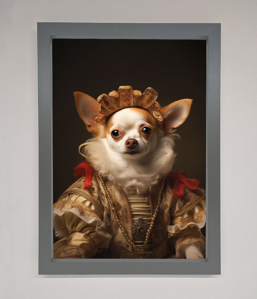 Renaissance Chihuahua framed print, stylish historical charm, luxury home decor, trending best-selling art, handcrafted premium quality by Zestio at brixbailey.com