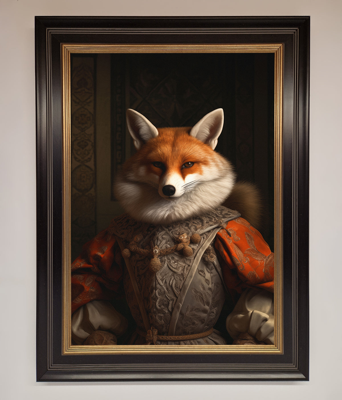 Luxury renaissance fox framed poster, premium stylish wall art, best-selling home decor by Zestio at brixbailey.com