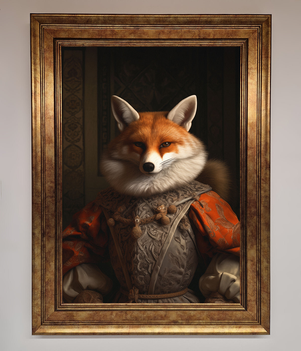 Premium Renaissance Fox Framed Poster, stylish vintage wall art, luxury home decor by Zestio at brixbailey.com