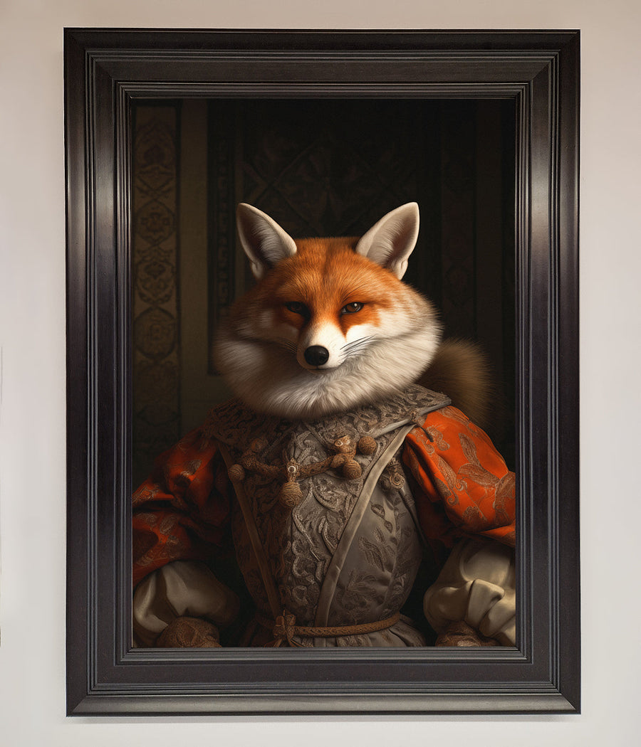 Luxury renaissance fox framed poster, premium stylish wall art decor by Zestio at brixbailey.com