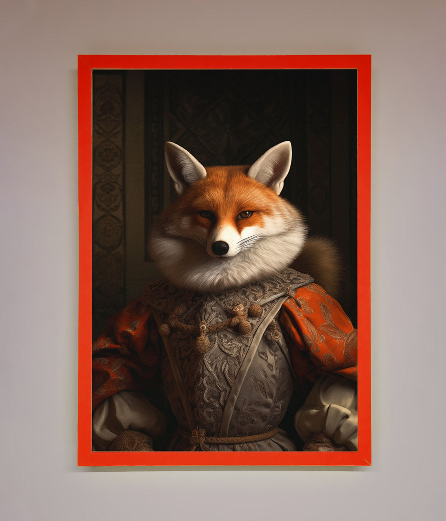 Luxury renaissance fox framed poster, premium stylish wall art decor by Zestio at brixbailey.com