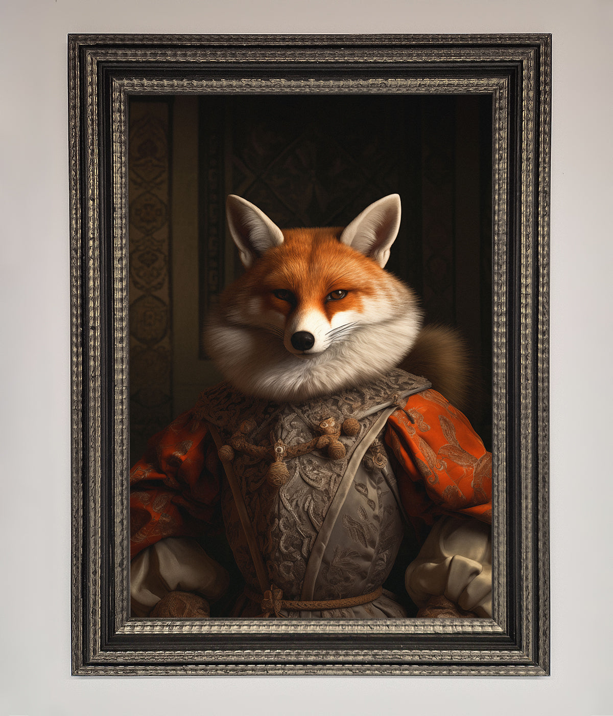 Luxury Renaissance fox framed poster, premium stylish wall art decor, trending best-selling animal print by Zestio at brixbailey.com
