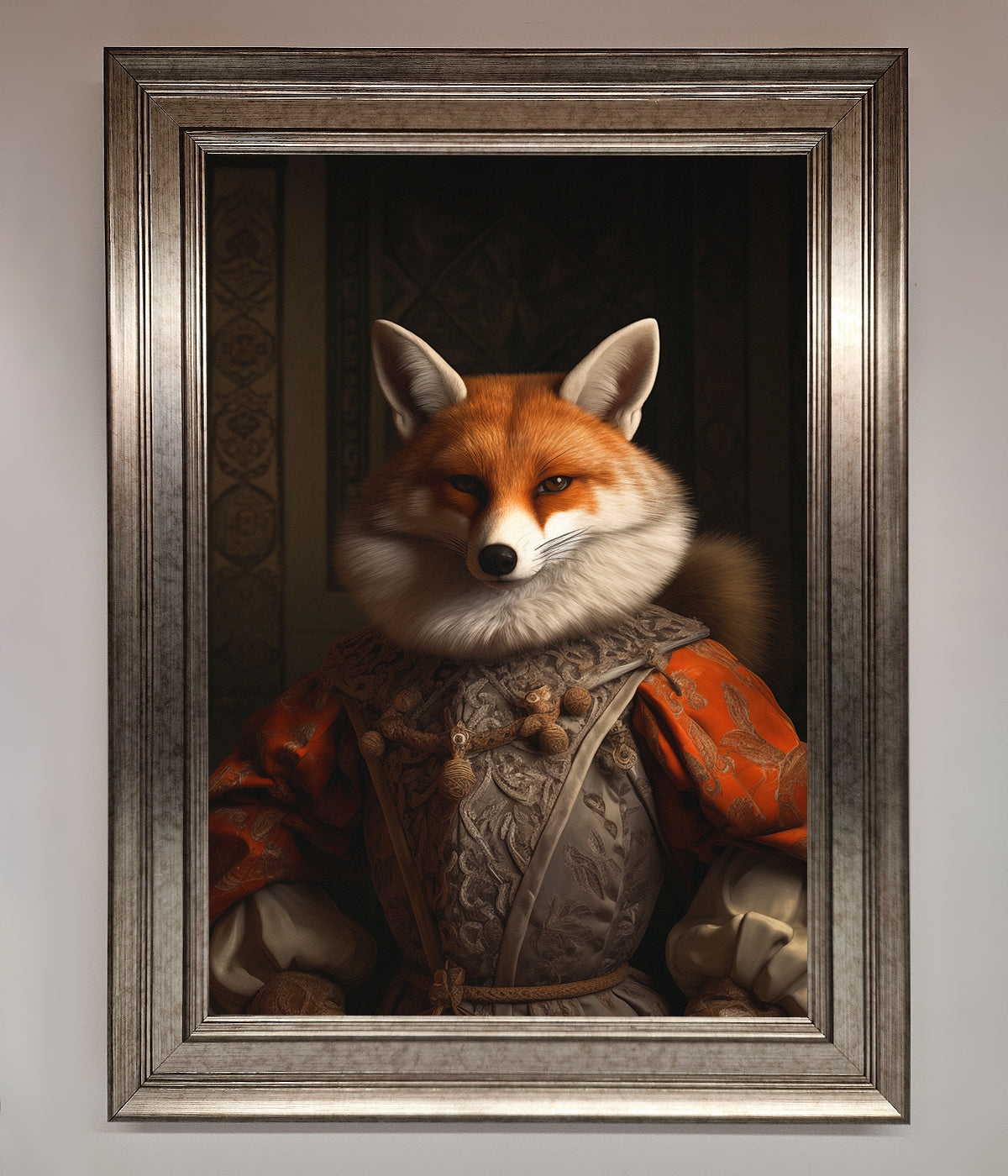 Luxury Renaissance fox framed poster, premium stylish wall art, best-selling home decor by Zestio at brixbailey.com