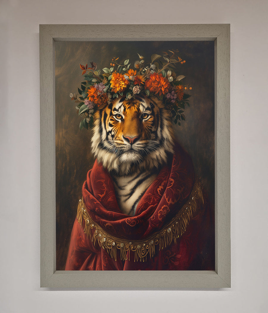 Premium Renaissance Tiger Framed Wall Art, luxury classic elegance and wild beauty home decor by Zestio at brixbailey.com