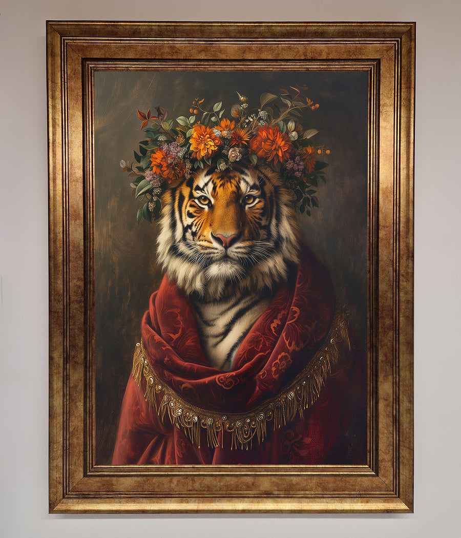 Premium Renaissance Tiger Framed Wall Art, luxury classic elegance and wild beauty home decor by Zestio at brixbailey.com