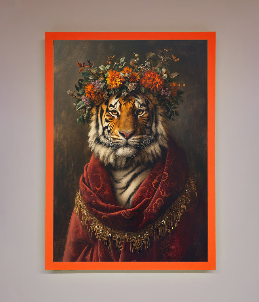 Premium Renaissance Tiger Framed Wall Art, luxury classic elegance and wild beauty home decor by Zestio at brixbailey.com