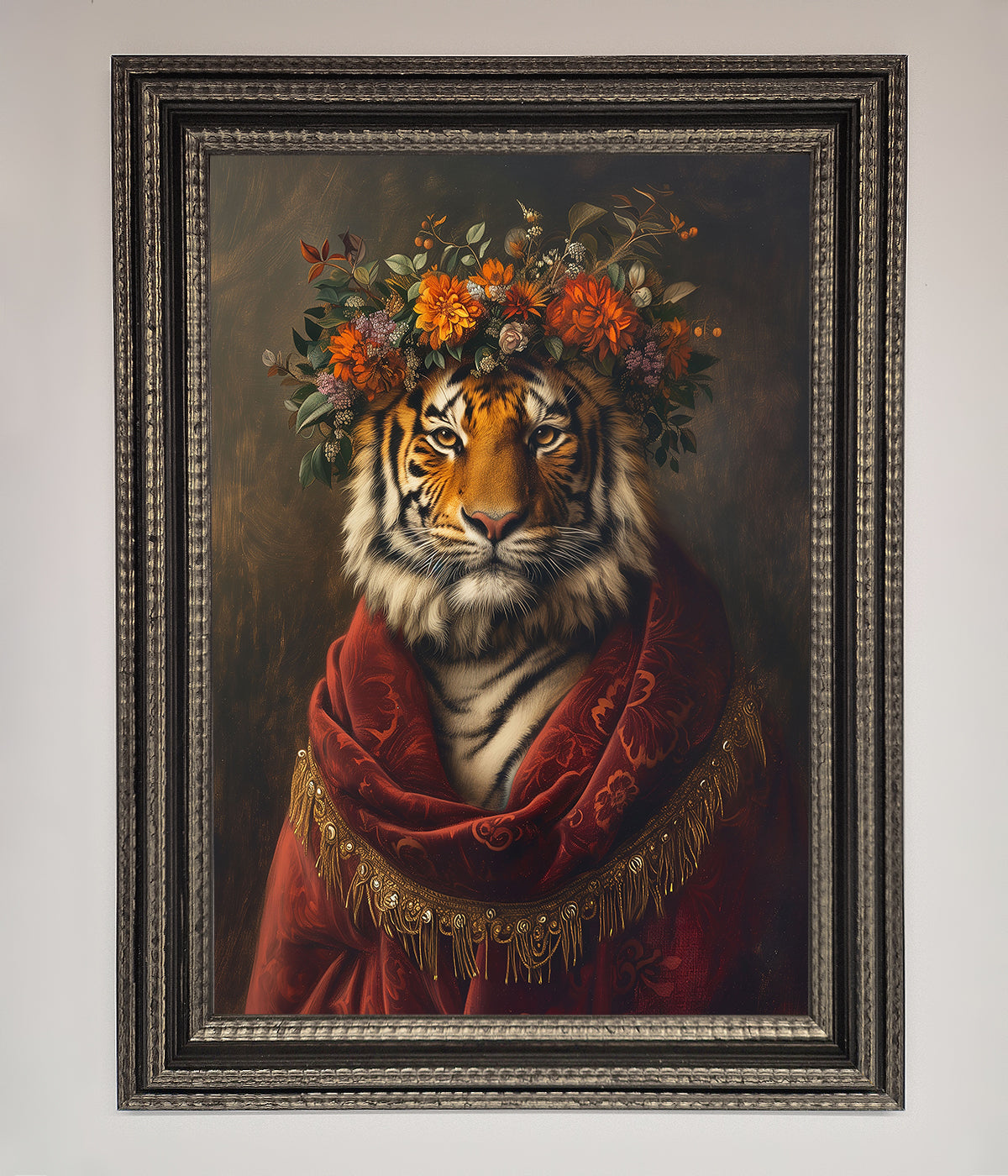 Premium Renaissance Tiger Framed Wall Art, Classic Elegance and Wild Beauty, Majestic Tiger Home Decor, Stylish Luxury Artwork by Zestio at brixbailey.com