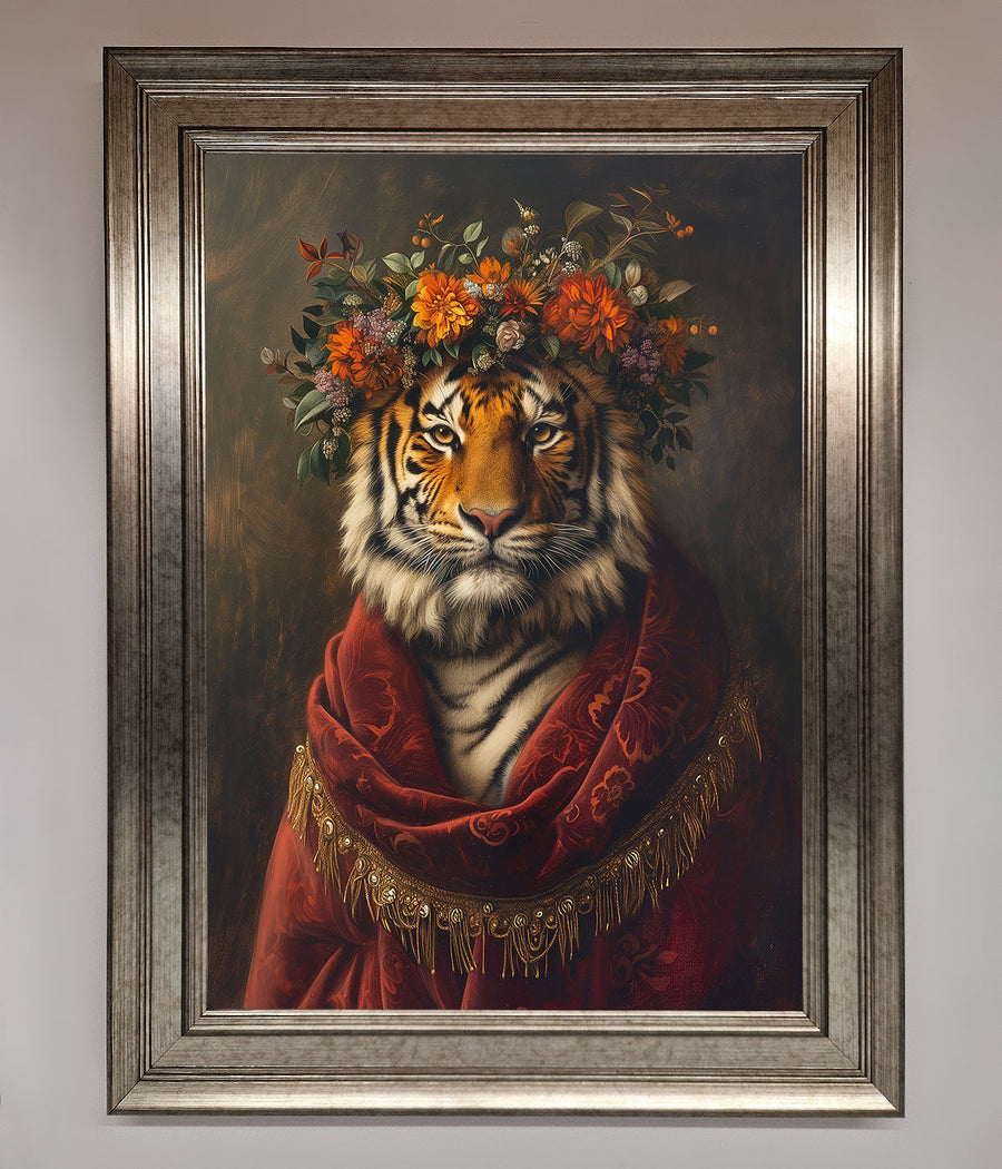 Premium Renaissance Tiger Framed Wall Art, luxury classic elegance and wild beauty home decor by Zestio at brixbailey.com