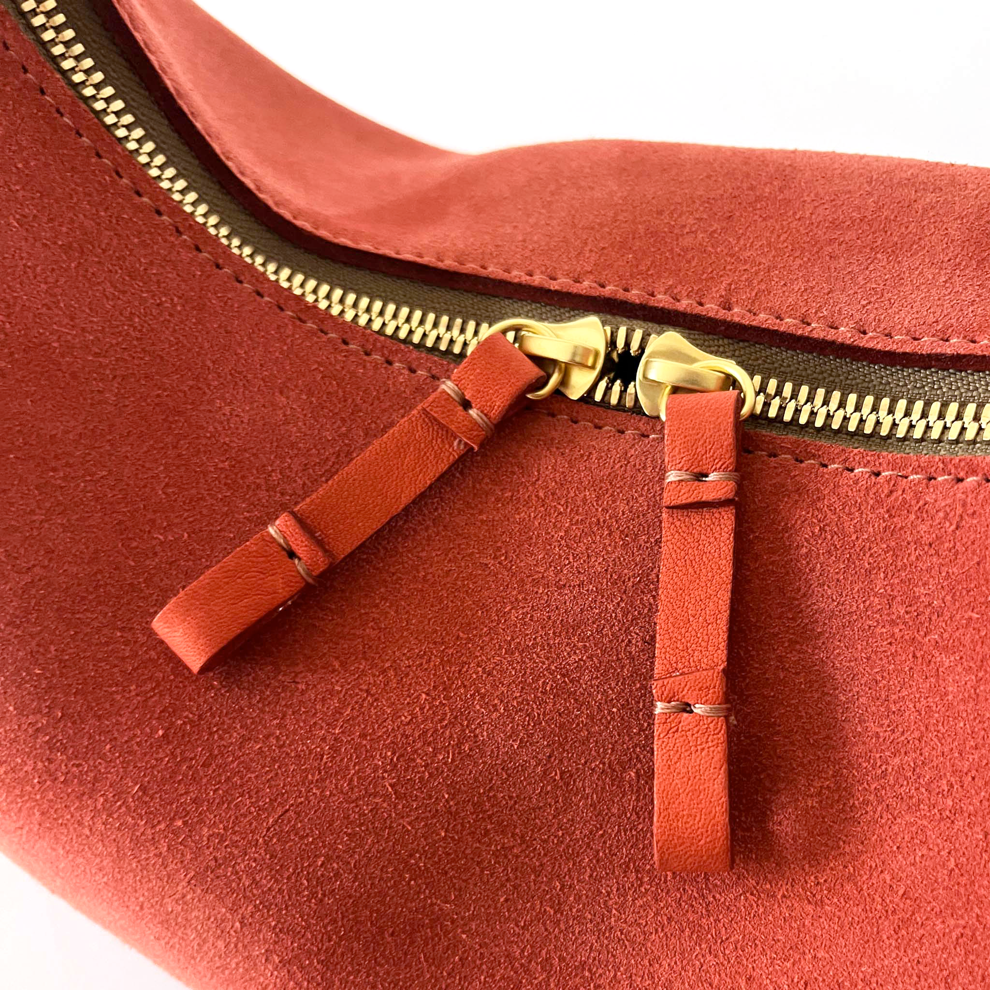 Riviera Shoulder Hobo in Coral Suede