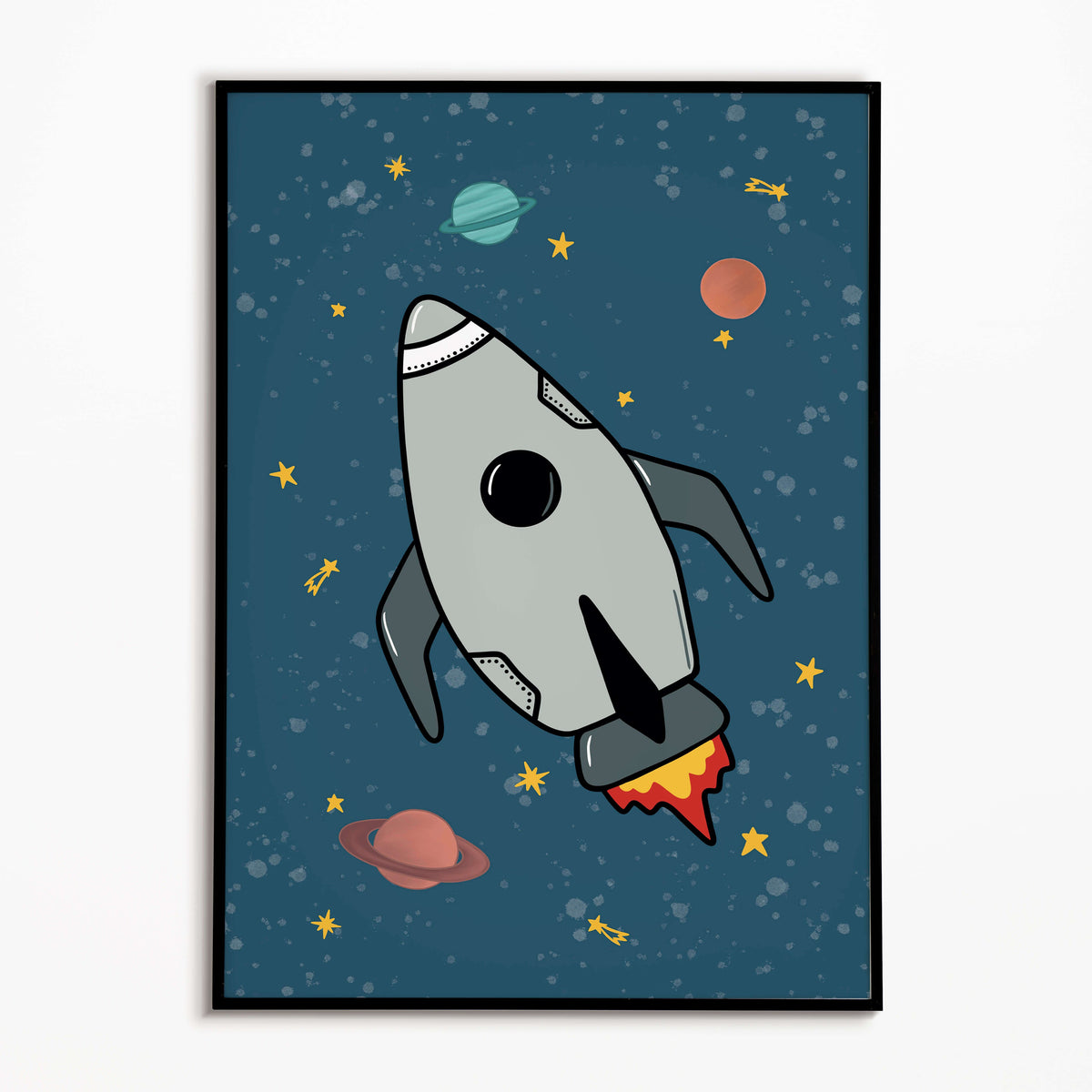 Space Rocket 1 print - blue background