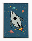 Space Rocket 1 print - blue background