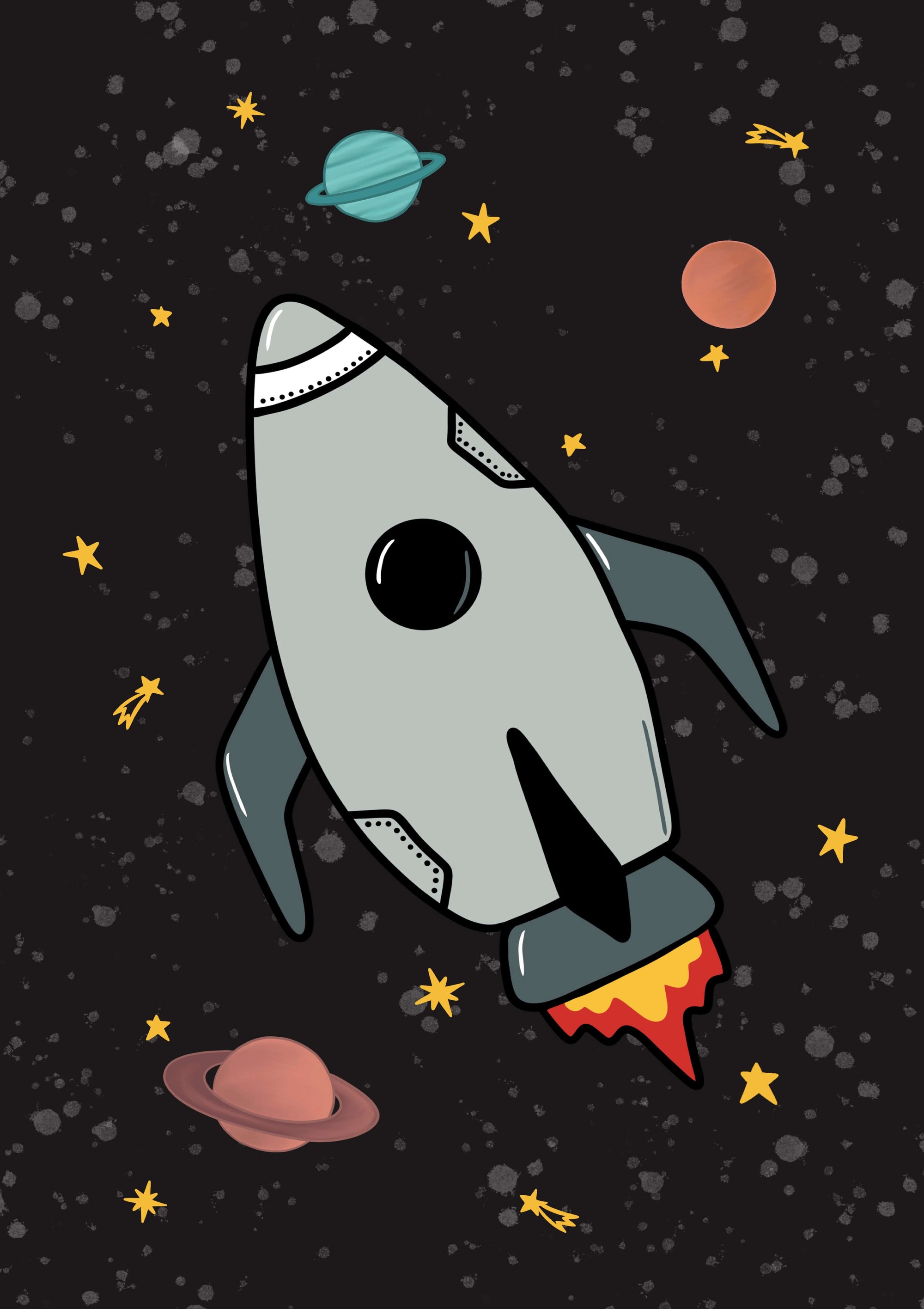 Space Rocket 1 print - black background