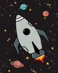 Space Rocket 1 print - black background