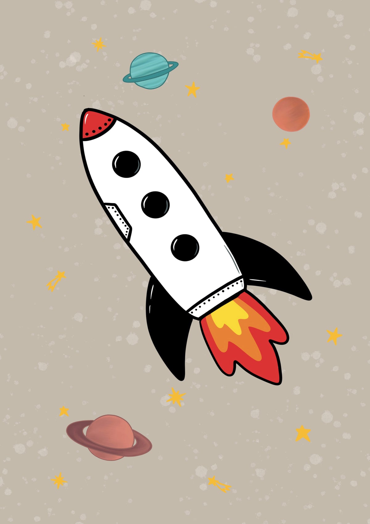 Space Rocket 2 print - natural background