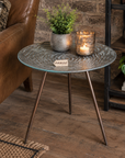 Ruwa Lightweight Antiqued Gold Tripod Side Table