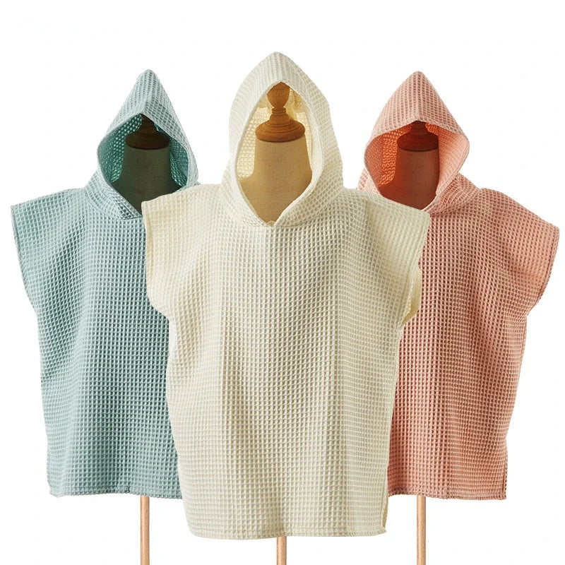 Cotton Waffle Hooded Baby Bath Towels