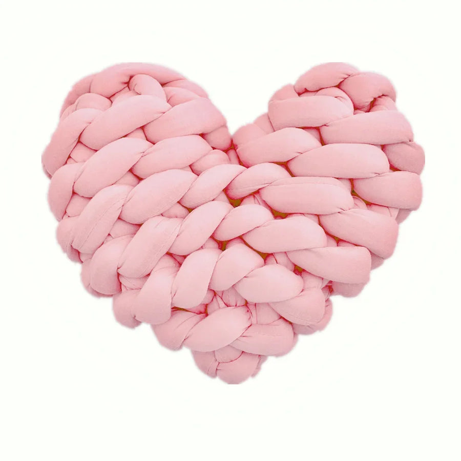 Chunky Heart Shaped Knot Throw Pillow - 100% Cotton Cushion for Sofa, Office & Home Decor - Nordic Style Solid Color Gift by Baby Lamby at brixbailey.com