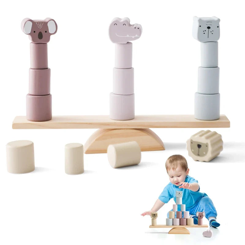 Montessori Wooden Toy Stacking&amp;Threading for children multivariant-18