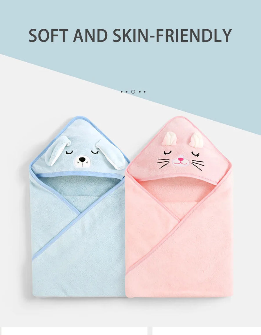 Thick Cotton Cartoon Hooded Bath Towel for Kids