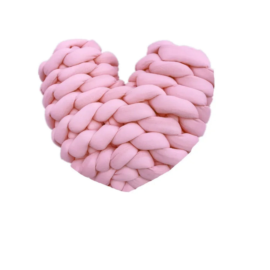 Chunky Heart Shaped Knot Throw Pillow - 100% Cotton Sofa Cushion, Nordic Style Home Decor, Soft Massage Cushion Gift for Girls by Baby Lamby at brixbailey.com