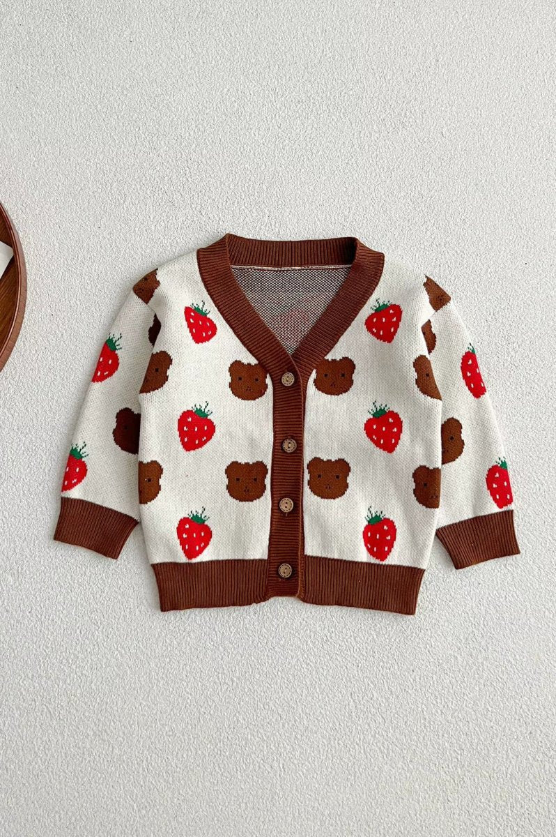 COZY Bear &amp; Strawberry Cardigan