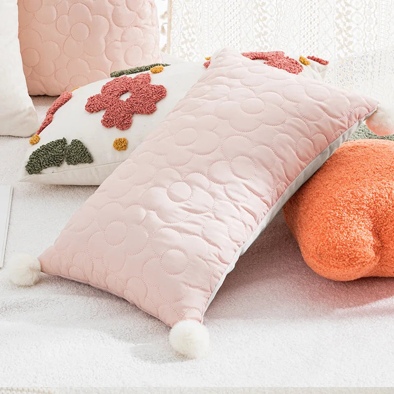 Eco-Friendly Jacquard Embroidered Pillowcase - 100% Polyester, Modern Patchwork Design for Home & Hotel by Baby Lamby at brixbailey.com