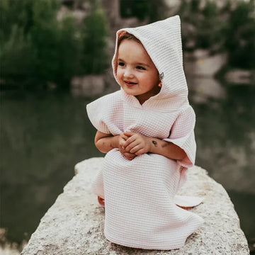 Cute Soft Absorbent Hooded Baby Bath Towels - 100% Waffle Cotton for 0-36 Months by Baby Lamby at brixbailey.com