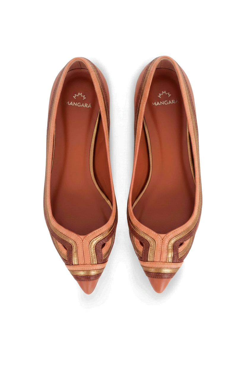 Begonia Caramel Leather Ballerinas – Pointed Toe Flats