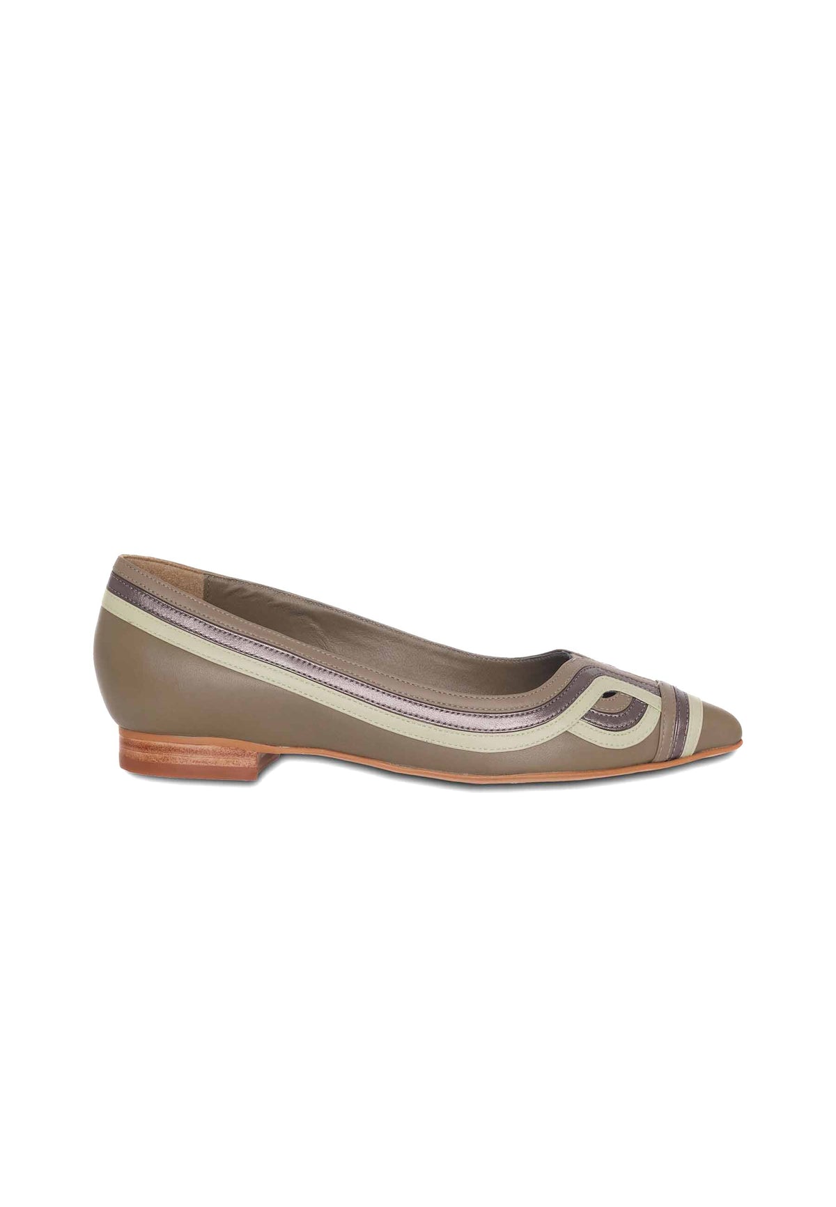 Begonia Olive Green Leather Ballerinas – Pointed Toe Flats